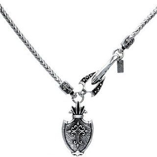 Oxidized Sterling Silver Stigma Regal Cross Shield Necklace Jewelry