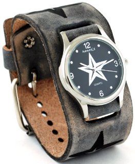 Nemesis #KST355K Women's Star Watch with Wide Cuff Leather Embossed Star Icon Band at  Women's Watch store.