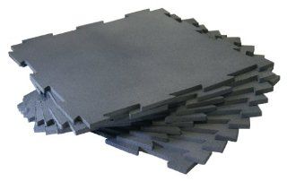 Rubber Cal Puzzle Lock Interlocking Basement Flooring   3/8x20x20inch, 25Pack, 68 Sqr/Ft   Gray Mats   Rubber Floor Coverings  
