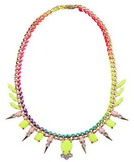 multi colour woven necklace with neon accents by sugar + style
