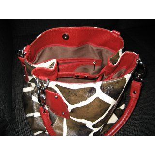 Red Large Vicky Giraffe Print Faux Leather Satchel Bag Handbag Purse Shoes