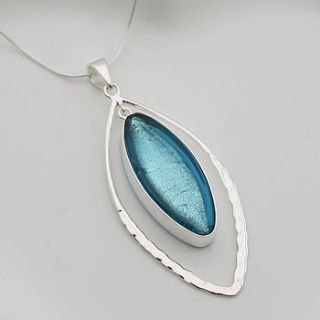 murano glass & silver hammered elipse pendant by claudette worters
