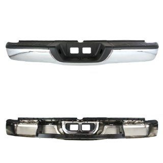 CarPartsDepot, Rear Step Bumper Chrome Steel Bar w/Black Pads No 3 Tow Hitch Covers, 364 441151 20 CH TO1103107 521510C021 PFM Automotive