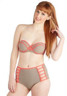 Down By the Sea Swimsuit Top in Tan  Mod Retro Vintage Bathing Suits