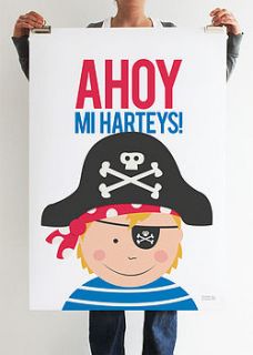 'ahoy mi harteys' pirate print by showler and showler