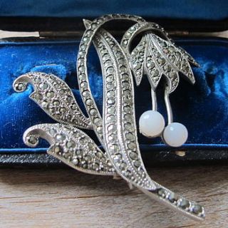 vintage marcasite silvertone flower brooch by ava mae designs