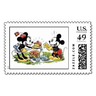 Mickey and Minnie Picnic Eating Cake Stamps
