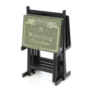 Wines of the World Wine Label TV Tray Set with Stand (Set of 4)