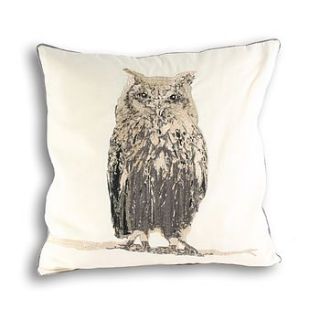 embroidered owl cushion square by naive