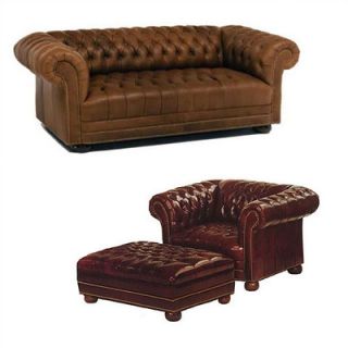 Distinction Leather Tufted Chesterfield Leather Sleeper Sofa and Chair