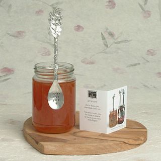personalised hand stamped pewter oak leaf jam jar spoon by glover & smith
