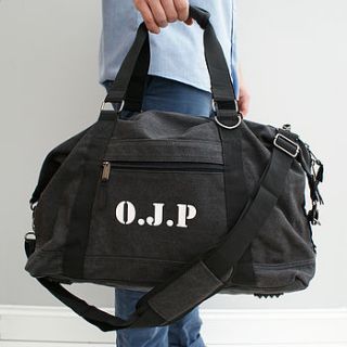 personalised men's canvas weekend bag by sparks clothing