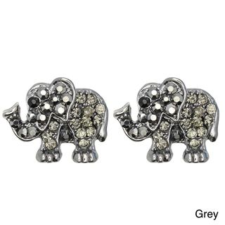 Kate Marie Silvertone Rhinestone Elephant Design Earrings Kate Marie Fashion Earrings