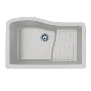 Swanstone QUAD 3322.075 33 Inch by 22 Inch Undermount Ascend Bowl Kitchen Sink, Bianca   Double Bowl Sinks  