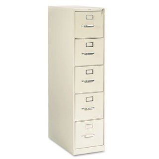 HON Company Products   5 Drawer File, Vertical, Letter, 15"x26 1/2"x60", Putty   Sold as 1 EA   Vertical filing cabinet features 26 1/2" deep files, label holders and "One Key" core removable lock kit. High drawer sides accept