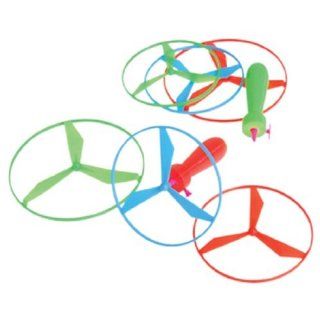 Dozen Assorted Color Helicopter Type Pull String Flying Disc Toys 5" Toys & Games