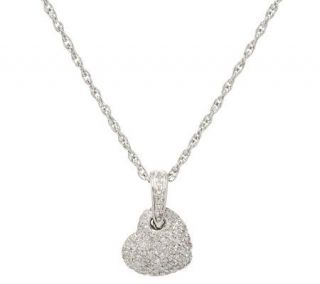 AffinityDiamond 1/5 ct tw Pave Puffed Heart Pendant w/ Chain, Sterling —