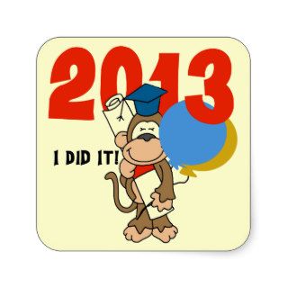 Monkey Graduation 2013 Square Stickers