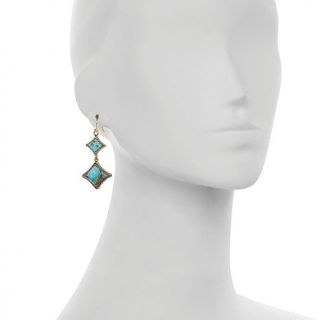 Studio Barse Diamond Shaped Turquoise Bronze Double Drop Earrings