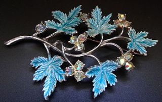 vintage aurora borealis enamel flower brooch by ava mae designs