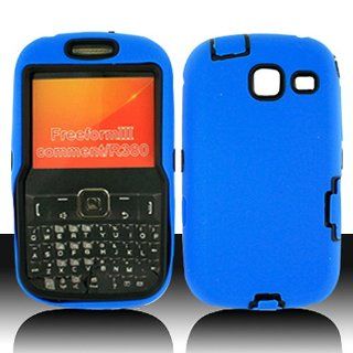 Blue Hard Soft Gel Dual Layer Cover Case for Samsung Comment Freeform III 3 SCH R380 Cell Phones & Accessories