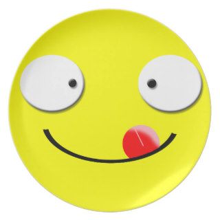 funny yum cartoon smiley face plate