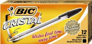 BIC Cristal Stic Ball Pen, Medium Point, 1.0 mm, Black, 12 Pens (MS11 Blk)  Rollerball Pens 