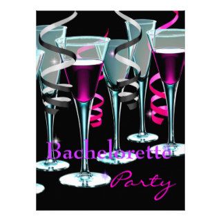 Bachelorette Party Purple Pink Black Drinks Personalized Announcement