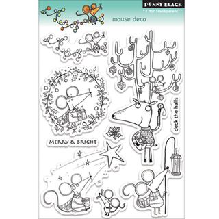 Penny Black Cling Rubber Stamp 5"X7.5" Mouse Deco Penny Black Clear & Cling Stamps