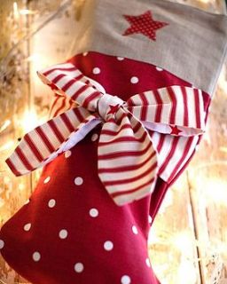 personalised candy stripe bow stocking by 'by alex'