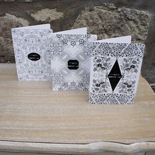 pack of three patterned christmas cards by prism of starlings