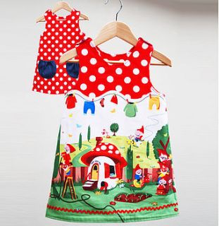 girl's gnome print reversible dress by wild things funky little dresses