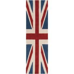 Hand tufted Contemporary Union Jack Red Cosmic Abstract Rug (26 X 8)