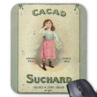 Vintage Chocolate Kiss Girl France Mouse Pads