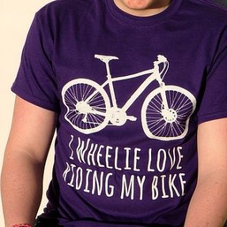 mens wheelie bicycle t shirt by kelly connor designs knitting bags and gifts