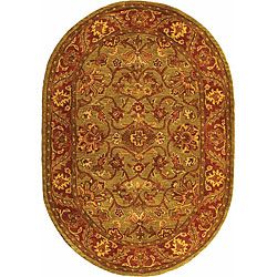 Safavieh Handmade Golden Jaipur Green/ Rust Wool Rug (46 X 66 Oval)