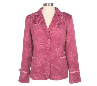 Susan Graver Floral Jacquard Jacket with Ribbon Trim —