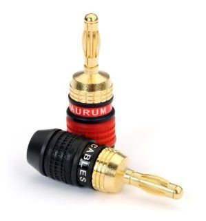 Aurum Pro Series 24k Gold plated Connector Banana Plugs   6 Pack (3 Red, 3 Black) Electronics