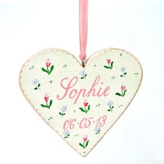 personalised new baby heart by chantal devenport designs