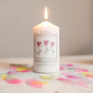 personalised hearts message candle by my 1st years