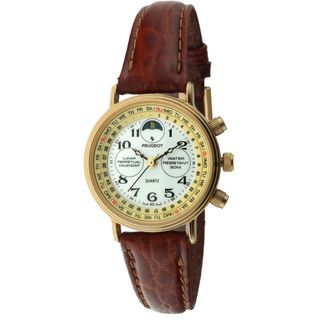 Peugeot Vintage 599L Rotating White Dial Moon Phase Watch Peugeot Women's Peugeot Watches