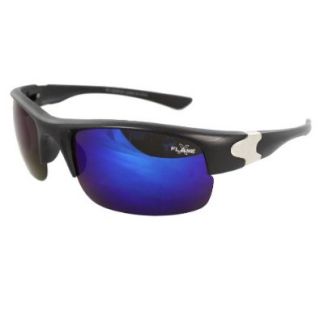 MLC xflame Eyewear Semi Rimless Sunglasses Black Frame Purple Lenses for Men and Women. Shoes