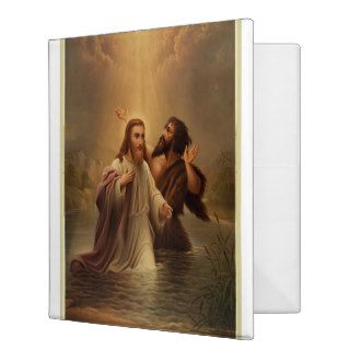 The Baptism of Christ by James Fuller Queen 1873 3 Ring Binder