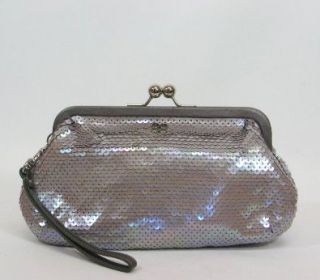 NEW AUTHENTIC COACH AUDREY SEQUINS FRAMED WRISTLET (Grey/Silver/45389) Shoes