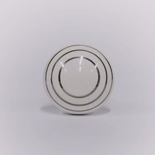 white ceramic silver circles knob by trinca ferro