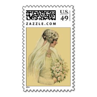 Vintage Victorian Bride in Profile Bridal Portrait Postage Stamp