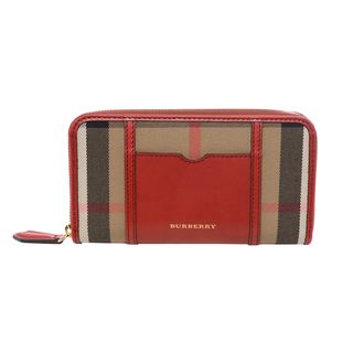 Burberry Satorial Tan/ Red House Check Zip around Wallet