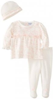 kyle & deena Baby Girls Newborn 3 Piece Set Babydoll Top Cap and Footed Pant Bow Clothing