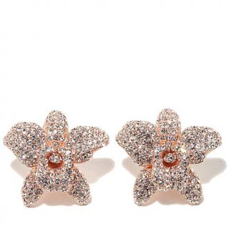 Joan Boyce Clear Crystal Pavé Flower Earrings