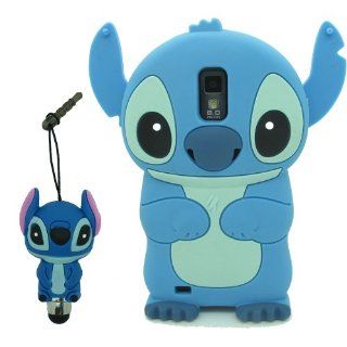 DD(TM) 3D Cartoon Cute Super Adorable Blue Stitch Lilo Design Pattern Soft Silicone Back Case Cover Protective Skin + 3D Stitch Stylus Touch Pen for Samsung Galaxy S2 SII EPic Touch 4G D710 T Mobile SGH T989 Sprint (Not For AT&T) Cell Phones & Acc
